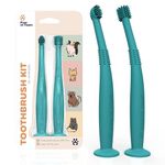 PAWINTOWN Soft Cat Toothbrush Set – Suitable for Dogs – Food Grade Silicone – Cat Dental Care, Cat Teeth Cleaning, Cat Tooth Brushing Kit (Tropical Teal)