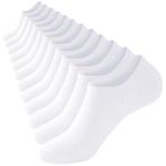 Niofind No Show Trainer Socks Mens Invisible Socks Men Women Ladies Low Cut Cotton Ankle Socks Multipack Breathable Summer Casual Liner Socks with Non-Slip Silicone 6 Pairs 5-9 (White)