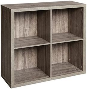 ClosetMaid 4 Cube Storage Shelf Organizer Bookshelf with Back Panel, Easy Assembly, Wood, Weathered Gray