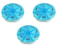 Aktive Life Round Portable Pill Medicine Organiser Reminder Storage Box for 7 Days - Pack of 3