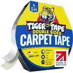 Tiger Tape® UK Made. Double Sided Carpet Tape | Heavy Duty, Extra Strong Rug Tape For Carpets, Tiles, Vinyl & Wood Floors. Works on Artificial Grass & Decking. Removable, No Mess. 20 Metres.