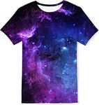 Kids4ever Boys Girls Galaxy T-Shirt Funny 3D Pattern Short Sleeve Summer Tshirt 13-14 Years Teenager Casual School Festival Party Tee Shirts