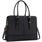 Laptop Bag for Women 15.6 inch Laptop Tote Bag Leather Classy Computer Briefcase for Work Waterproof Handbag Professional Shoulder Bag Women Business Office Bag Large Capacity Black