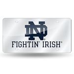 Rico Industries NCAA Notre Dame Fighting Irish Laser Inlaid Metal License Plate Tag, Silver