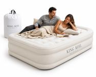 King Koil Luxury Queen Size Air Mattress with High-Speed Built-in Pump, Blow Up Bed Top Side Flocking, Puncture Resistant, 16in Double High Inflatable Airbed Guests or Travel 1-Year Warranty