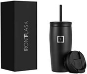 IRON °FLASK Nomad Tumbler - 470 ml, 2 Lids (Straw/Flip), Vacuum Insulated Stainless Steel Bottle, Double Walled, Thermo Coffee Travel Mug, Water Metal Canteen