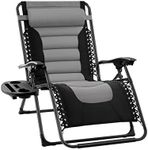 groundlevel Extra Wide Garden Zero Gravity Chair with padded seat (Grey)