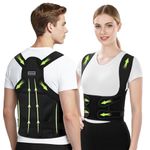 FHOCSLO Back Brace Posture Corrector Women and Men, Adjustable Shoulders Straightener - Breathable Upper Lower Back Support Belt Strap for Relieve Pain, Hunchback and Scoliosis (Black, M)