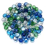 YITYDaMai 1KG Mixed Color Glass Pebbles, Decorative Clear Flat Round Glass Beads Stones Marbles for Vase Garden Plant Pots Flowerpot Aquarium Filler Decorations