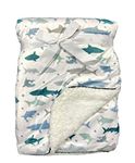 Newborn Luxurious Soft Baby Blanket Crib Pram Boys Girls Infant Cotton Fleece Fur Back Cot Bed Swaddle Pram Shawl Wrap Toddler Snuggle E&A Distribution Limited (Blue Shark)