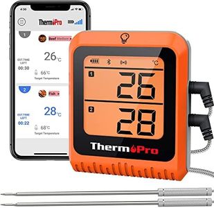 ThermoPro TP25H2 Thermometre Cuisine avec Minuterie et Fonction d'alarme, 150 Mètre Reçoit Bluetooth Thermometre Viande Double Sondes Rechargeable, Thermometre Cuisson pour BBQ, Viande,Grille,Four