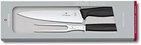 Victorinox Swiss Classic Carving Knife and Fork, Black, 6.7133.2G