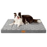 Patas Lague Checkered Orthopedic XL Dog Bed for Large Dogs 107x71cm, Waterproof Big Large Dog Beds with Removable Washable Cover,Egg Crate Foam Pet Bed Mat with Nonskid Bottom, Grey