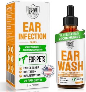 Dog Ear Infection Treatment + Silver – Cat and Dog Ear Cleaner – Drops for Irritations, Itch, Odors, and Otic Infection – for Pets of All Ages and Breeds – 2 Oz