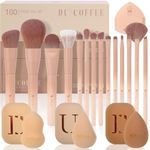 DUcare Makeup Brushes 14Pcs Coffee Series Makeup Brush set with Makeup Sponges Premium Gifts Foundation Blending Face Powder Blush Eye Shadows Brushes