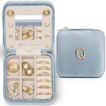 Vlando Travel Jewelry Organizer for Women, Travel Jewelry Organizer, Necklace Organizer Earrings Ring Organizer, Jewelry Travel, Travel Gifts for Women Travel Essentials - Letter Q, Blue