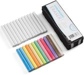 Kedudes Dustless Chalk with Eraser (24 pack) - 12 Colored Chalkboard Chalk + 12 White Chalk for Chalkboard & Chalk Board Eraser, Outdoor Chalk, School Supplies Blackboard Chalk with Chalk Eraser