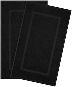 Cotton Paradise 100% Cotton Bath Mats for Bathroom Floor Set of 2 Pack, 20x34 Soft Absorbent Washable Quick Dry Tub Bathmat, Black Towel Bath Mat