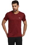 Van Heusen Performance Men T-Shirt - 100% Polyester - Swift Dry, Anti Microbial, V-Neck_61001_Wine_M