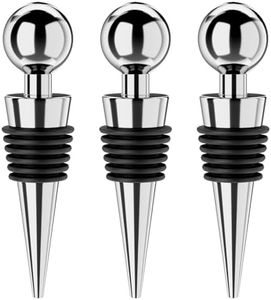 BETTFOR Wine Stoppers for Wine Bottles 3Pcs Vacuum Wine Bottle Stopper with Silicone Reusable Wine Corks, Leak proof Keep Fresh Suitable for Standard (Silver, 3 Pack)