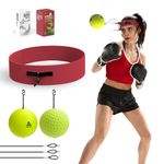 OOTO Upgraded Boxing Reflex Ball, 2 Boxing Training Balls with Elastic Headband, Best Boxing Equipment for Adult/Kids Reaction, Agility, Hand Eye Coordination, Fight Skilld Fitnesswudian. Red Headband