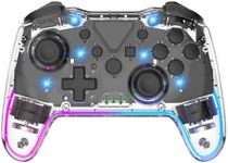 Wireless Switch Pro Controller for Nintendo Switch Controller/Lite/OLED/Windows/iOS/Android, 7 Color Adjustable RGB Lights Switch Remote Gamepad with One Key Wake Up/ Adjustable Turbo Vibration