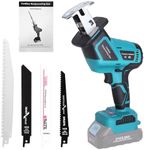 Yofuly Cordless Reciprocating Saw Compatible with Makita 21V Battery, Electric Brushless Reciprocating Saw Variable with 4 Saw Blades for Woods Metal Cutting (Battery Not Included)
