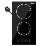 GIONIEN Plug in Induction Hob 2 Rings,Domino Hobs,30cm Electric Cooktop 2800W 13 Amp, Built in Worktop,Black Glass Smooth Worktop,Double Induction Cooker GIT230SP