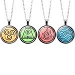 Edgell House Avatar the Last Airbender Gifts - Complete Set of Four Elements Necklace Chains - Airbender Jewelry Avatar Merch, Metal, No Gemstone