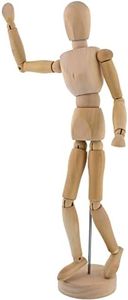 US Art Supply® Wood 12" Artist Drawing Manikin Articulated Mannequin with Base and Flexible Body - Perfect for Drawing The Human Figure (12" Female)