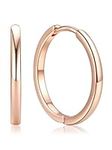 PROSTEEL Huggie Hoop Earrings for Women, Hypoallergenic 925 Sterling Silver Post Lightweight Small Sleeper Cartilage Earrings Tiny Hoops 18mm Rose Gold (With Gift Box)