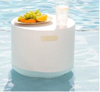 REZVANI FURNITURE STUDIO Tenjam Ripple in Pool Table for Sun Shelf, Ledge Table for Water Depths up to 10", Lounger Side Table (White Granite)