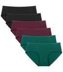 Cholewy Womens Underwear Multipack - Soft and Stretchy Ladies Knickers Comfortable Cotton Pants for Women, Ideal for Daily Wear (Pack of 6), 2*black/2*dark Red/2*dark Green, 16