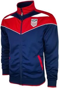 Icon Sports Officially Licensed Boy's U.S. Soccer Full Zip Track Jacket, Youth Sizes Licensed USA Soccer Jacket | Navy, YM