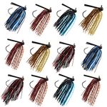 Bass Fishing Jigs Flipping Jig Football jig for Bass Fishing Lures Weedless Hooks Swim Jig Silicon Skirt Artificial Baits Fishing Lure Kit, 1/4 oz 3/8oz