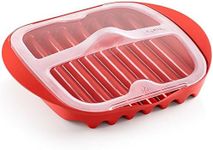 Lekue Microwave Bacon Maker/Cooker with Lid, Red