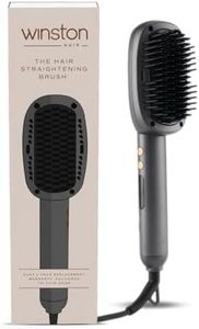 WINSTON Hair Straightener Brush with Ceramic Coated Anti-Burn Bristles, Adjustable Temperature, Auto Shut-Off – Frizz-Free, Smooth Hair for All Hair Types