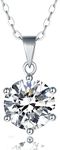 IMOLOVE Moissanite Solitaire Pendant Necklaces for Women Sterling Silver with 18K White Gold Plated 3 Carat D Color VVS1 Clarity Mossanite Jewelry for Women