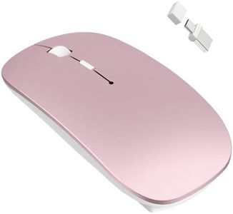 Bluetooth Wireless Mouse for MacBook Pro MacBook Air Mac iMac iPad Pad Pro Tablet Computer PC Laptop, Rechargeable Silent Slim Mouse (Bluetooth 5.2/3.0&USB-A&USB-C) with Jiggler Mode (Rose Gold)