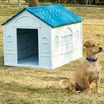 Plastic Dog Kennel Pet House L & XL Weatherproof Outdoor Durable Animal Shelter (DOG HOUSE EXTRA LARGE 99X85X82CM)