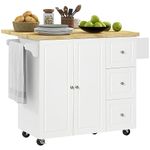 HOMCOM Drop-Leaf Kitchen Island on Wheels Utility Storage Cart with Drawers