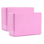 SK Depot™ Yoga Block (Set of 2) LxWxH :9"x3"x6" Supportive Latex Free EVA Foam High Density Soft Non-Slip Surface for Yoga Pilates Meditation Balance Exercise (Pink)