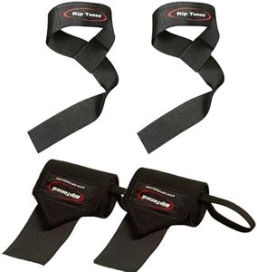 Rip Toned Lifting Straps + 18-inch Wrist Wraps Bundle (1 Pair of Each) for Weightlifting, Workout, Gym, Powerlifting, Bodybuilding