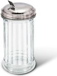 Stock Your Home Glass Sugar Dispenser- Fluted Sugar Pourer with Stainless Steel Self Closing Lid - Crystal Clear Sugar Shaker for Diners, Cafes, Bakeries, Coffee Shops, Restaurants, Kitchens
