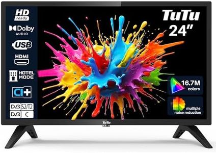 TuTu TV 24 Pulgadas LED HD Televisor con Sintonizador Digital DVB-T/T2-C-S/S2, HDMI, Reproductor Grabador USB, Modo Hotel, 220V