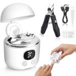 Electric Nail Trimmer & Electric Nail Clippers,2 Switchable Trimm Heads, 3 Speeds, Magnify Glass, LED Light, Slanted Nail Clippers,Rechargeable Nail Clippers for Seniors,Adults,Children,Thick Nails