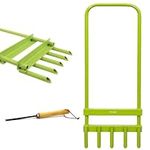 Crystals 5 Prong Hollow Tine Lawn Aerator, 18mm Dia Prongs for Aerating Boggy Grass, Airing Tool with Hollow Tine, Lawn Garden Core Aerator - Green