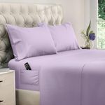 DREAMCARE Queen Size Sheets - Cooling Bed Sheets - 4pcs Set - up to 15" Deep Pocket Queen Sheet Set - Sheets Queen Size Bed - Soft & Long Lasting 100% Fine Microfiber with Side Pocket - Lavender