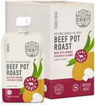 Serenity Kids Bone Broth Puree Made with Organic Veggies - Clean Label Project Purity Award Certified - 3.5 Ounce BPA-Free Pouch - Grass Fed Beef Pot Roast - 6 Count - Baby Food Beef Puree