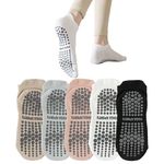 Yoga Pilates Non Slip Socks with Grips for Women (5 Pairs) Non Skid Grippy Socks for Yoga Pilates Barre Home